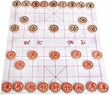 Buchenholz Chinesisches Schachset Xiangqi Reisespiele Sets mit Leder Schachbrett in einer Hartpapierbox
