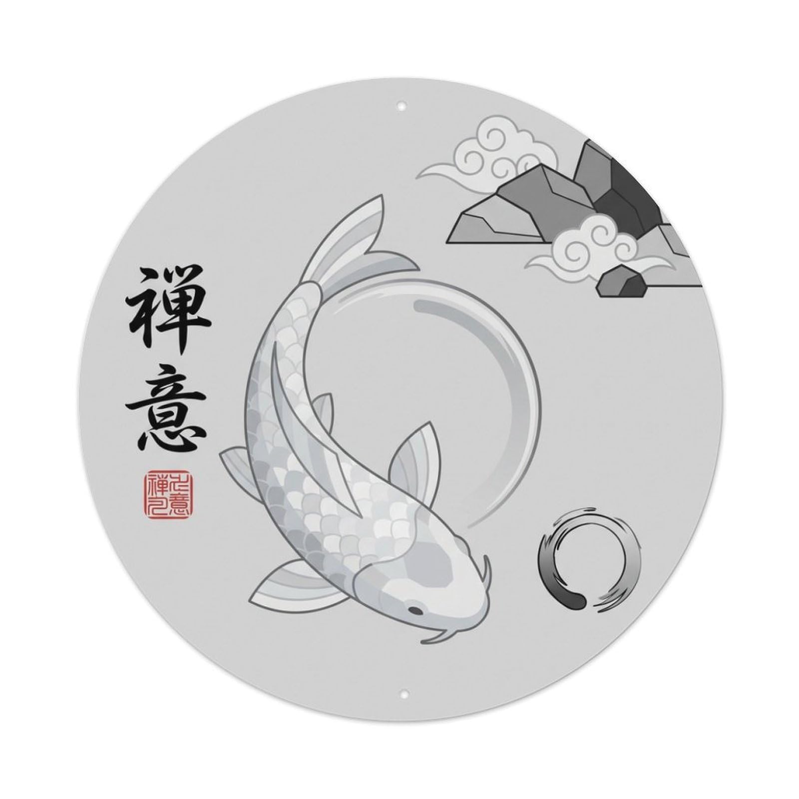 Zen Garden Koi Fish Ukiyo-e Metal Tin Sign
