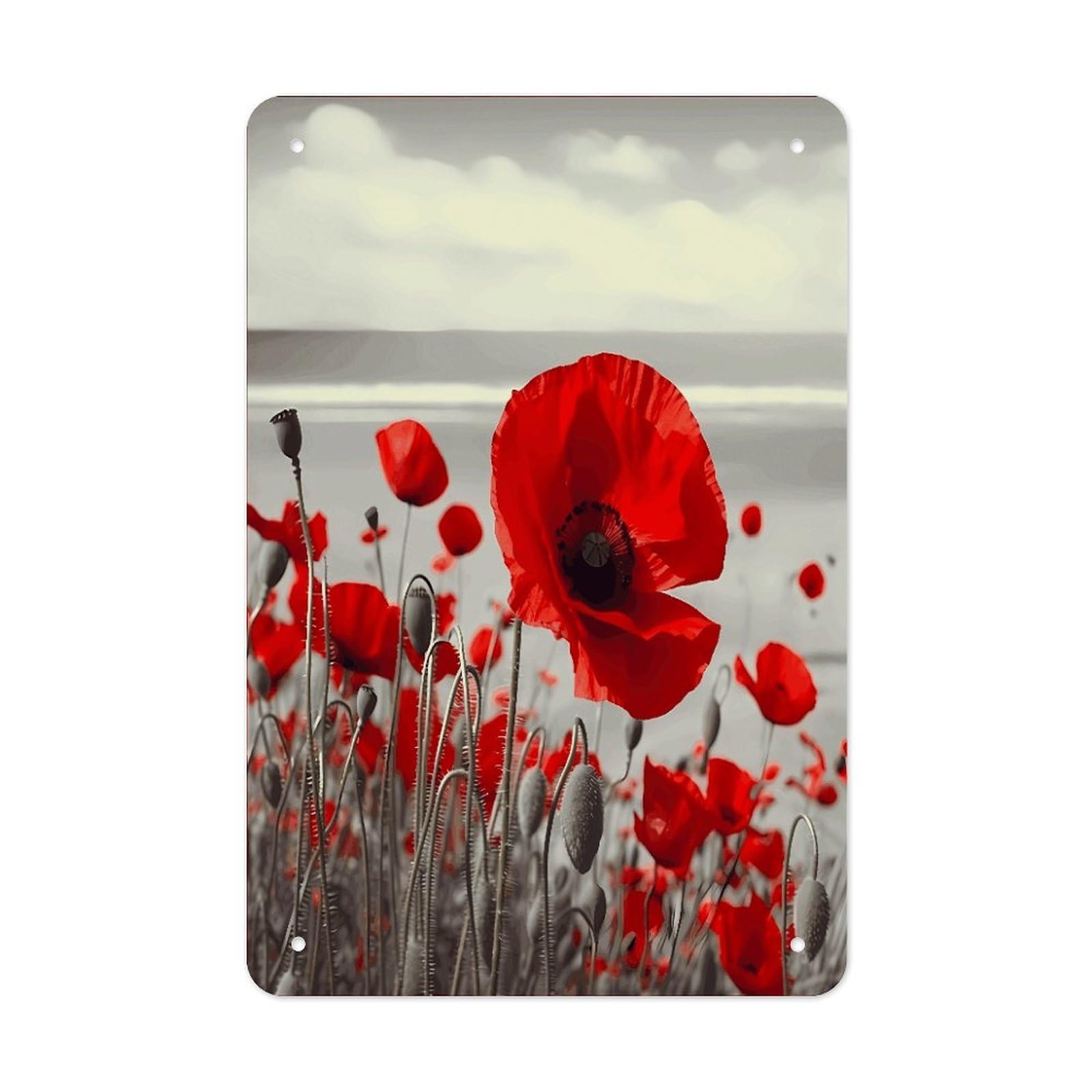 VstaDank Red Poppy Flower Metal Tin Signs Personalized Wall Art Prints Decoration Art Poster Funny Vintage Tin Sign Iron Sheet Painting Metal Signboard Decor Painting for Wall Decor