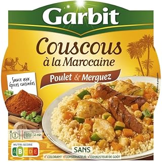 Découvrez la saveur authentique du couscous marocain de GARBIT avec poulet, merguez et épices savoureuses - Prêt en quelques minutes! - Le Lot De 3