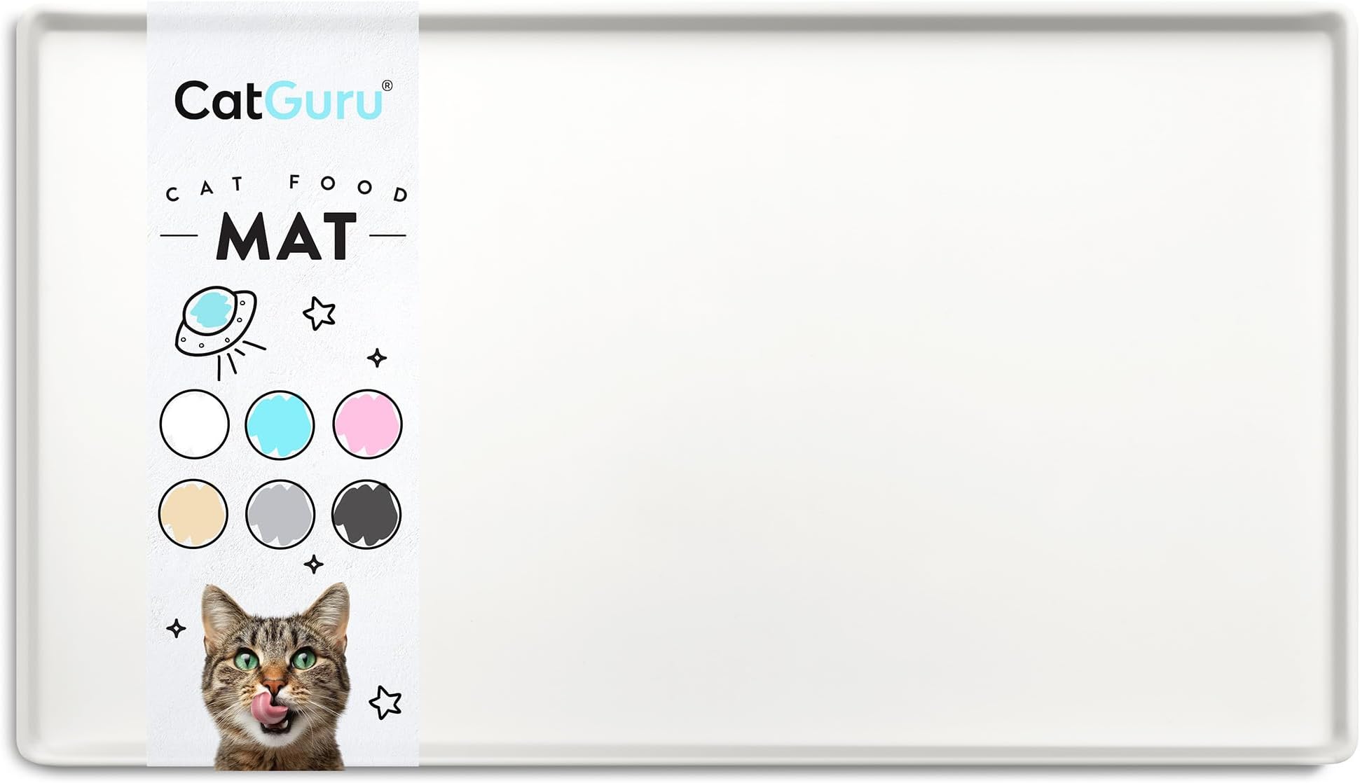 Cat Food Mat, Small & Large Pet Placemat, 100% Waterproof Cat Feeding Mat, Silicone Mats for Cats Bowls, Non-Slip Mats for Pet Food and Water Bowl or Fountain (Large, Marshmallow)
