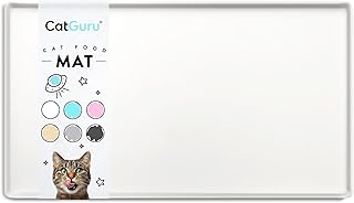 CatGuru Cat Food Mat, Small & Large Pet Feeding Mat, 100% Waterproof Cat Placemat for Food and Water, Silicone Mats for Cats Bowls, Non-Slip Mat for Pet Bowl or Fountain (Small, Marshmallow)