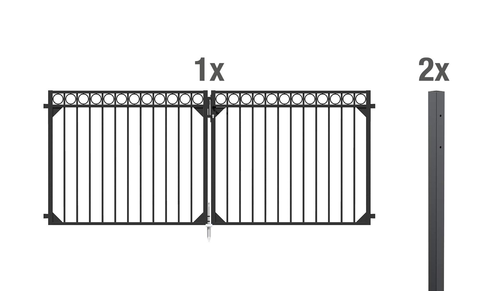 Alberts 510206 Doppeltorset Circle, zum Einbetonieren | verschiedene Höhen - wahlweise in verschiedenen Farben | anthrazit | Höhe 100 cm | Breite 3 m