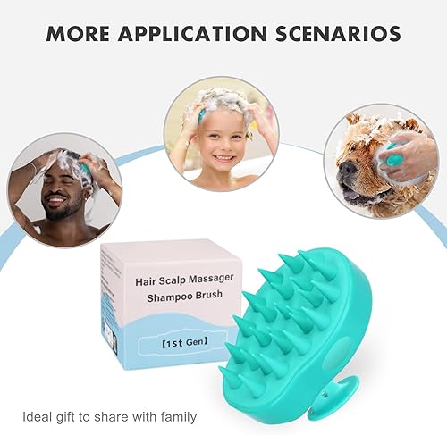 Miniatura 7 de FREATECH - Cepillo de champú para el cuero cabelludo con cerdas de silicona suaves y flexibles para el cuidado del cabello y la relajación de la
