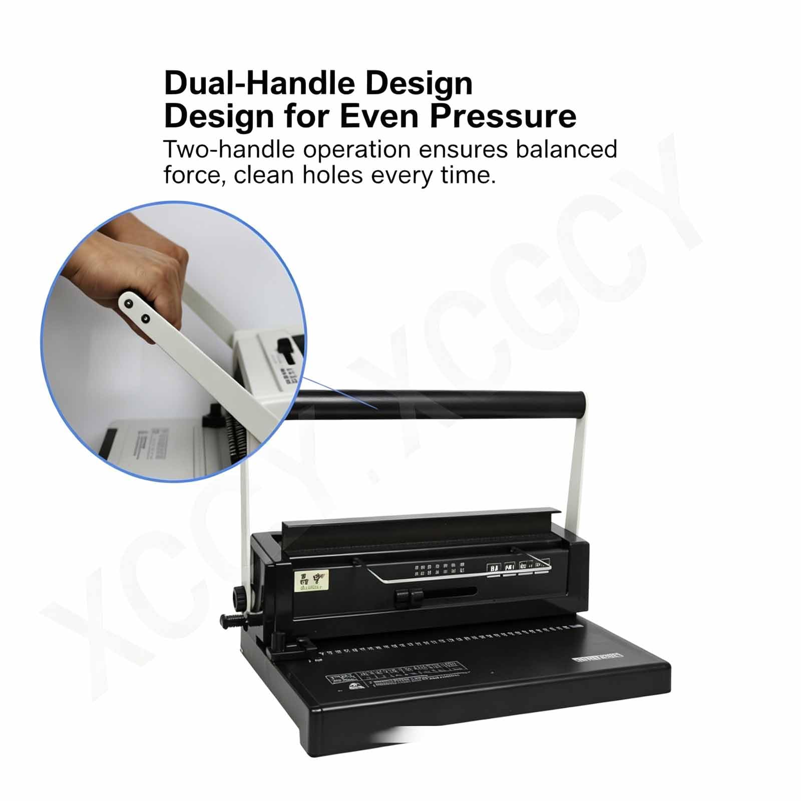 Perforatrice Ad Anelli in Ferro per Fogli Sciolti, Rilegatrice con Fori Quadrati in Gomma, 34 Fori, 120 Fogli Max, Compatibile A4 B5 A5, Resistente per Ufficio Scuola
