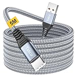 Txtcu Long USB C Cable 5m, USB C Charger Cable Braided USB Type C Cord Fast Charging Compatible for PS5 Controller,Xbox,Samsung Galaxy S20/S10/S9,Note 10 9 8,LG,Motorola,Switch,Kindle Fire,Huawei
