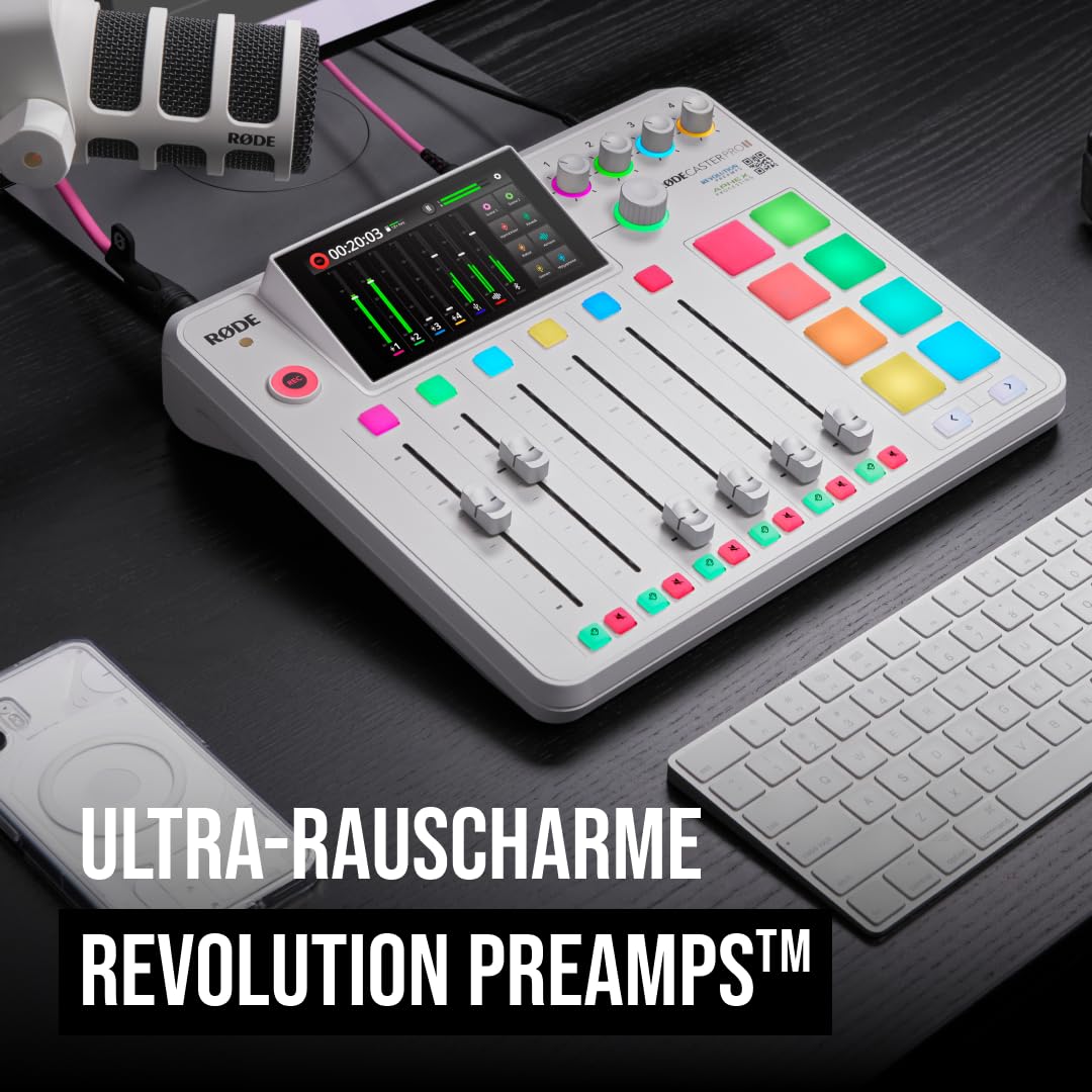 RØDE RØDECaster Pro II All-in-One Produktionslösung für Podcasting, Streaming, Musikproduktion und Content-Erstellung (Weiß)