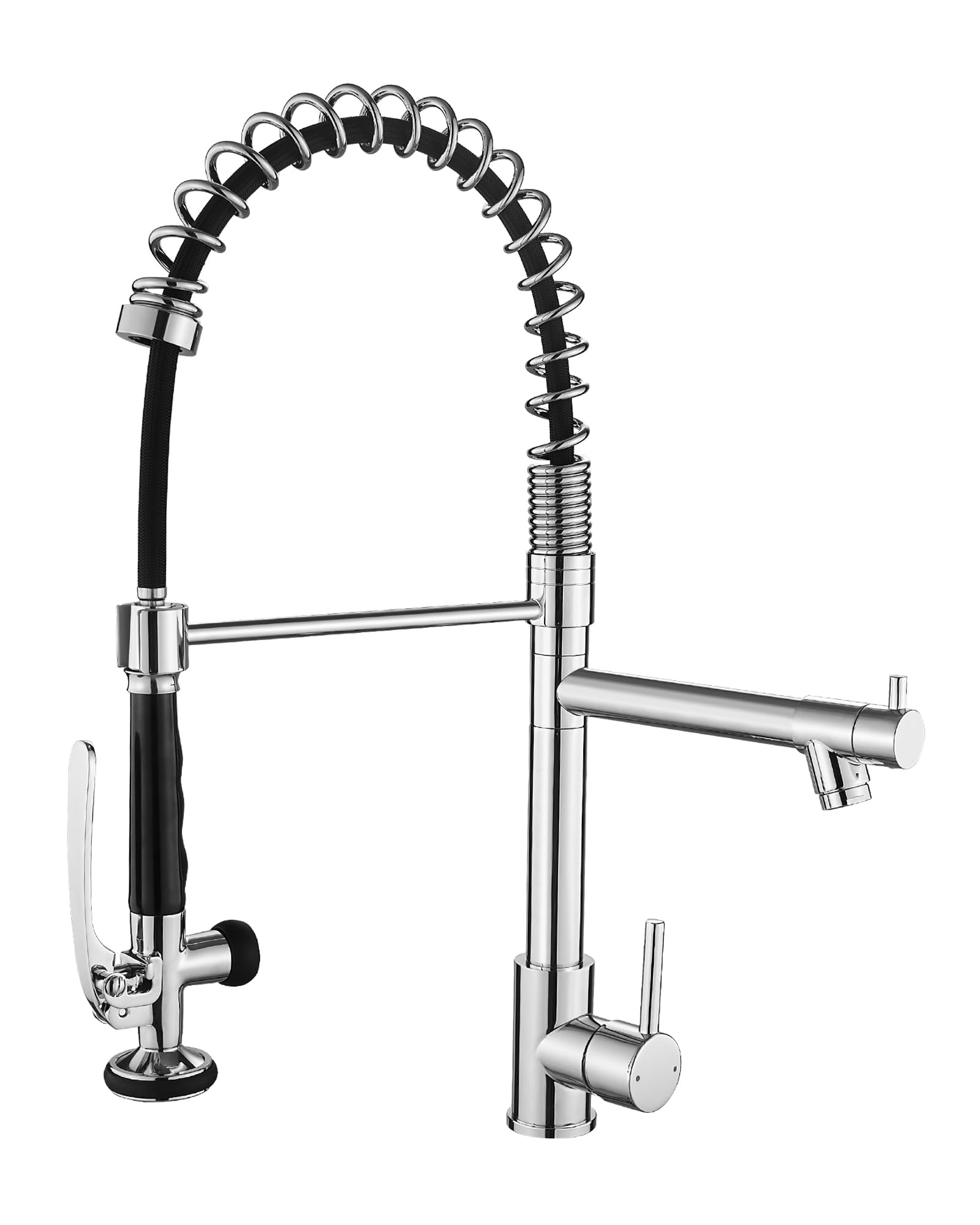 Fapully Chrome Kitchen Faucet with Sprayer,Commercial Single Handle Pull Down Kitchen Sink Faucet
