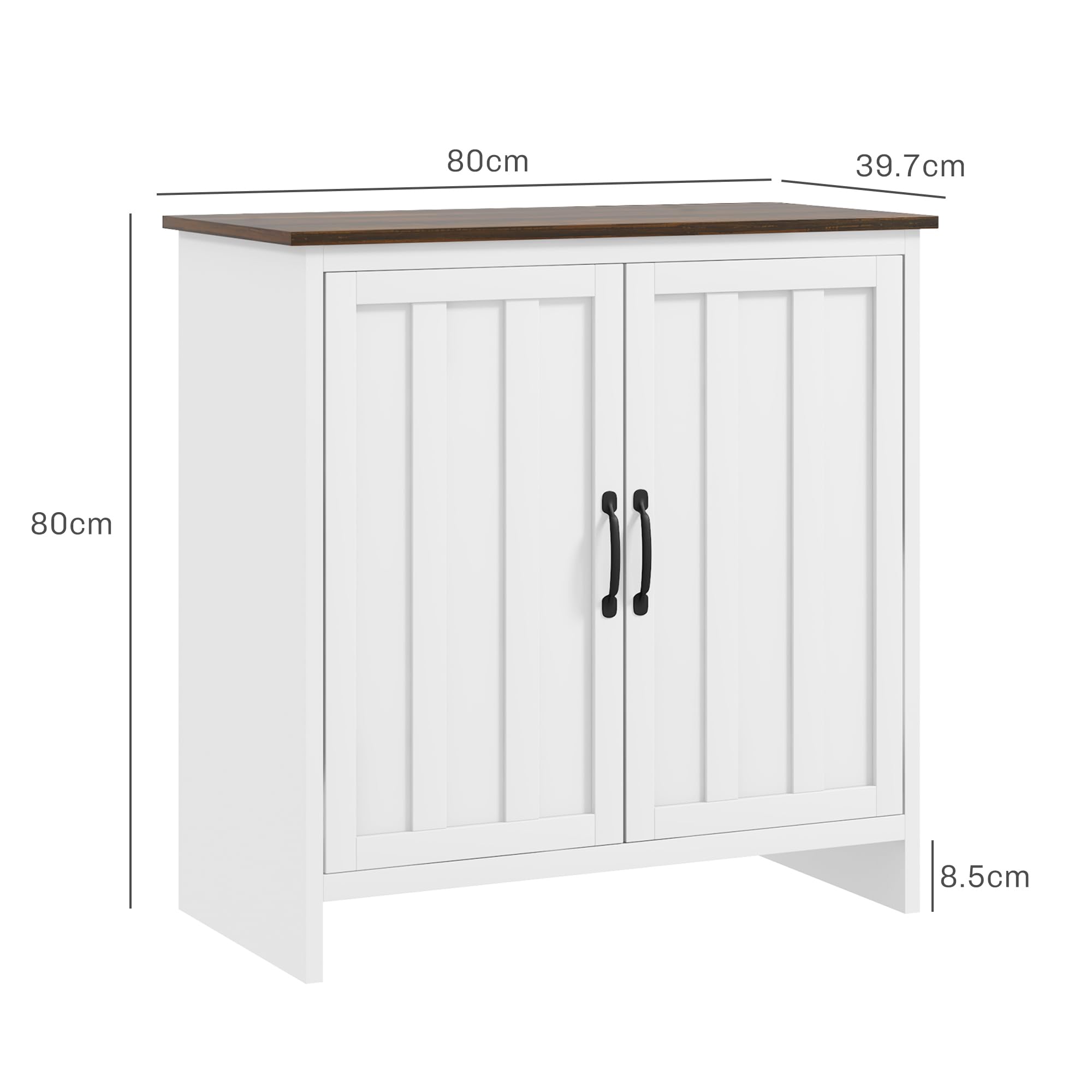 HOMCOM Credenza Cucina Moderna Mobile 2 Ante in Legno 80x39.7x80cm Bianco | Ripiano Regolabile, per Soggiorno e Ingresso