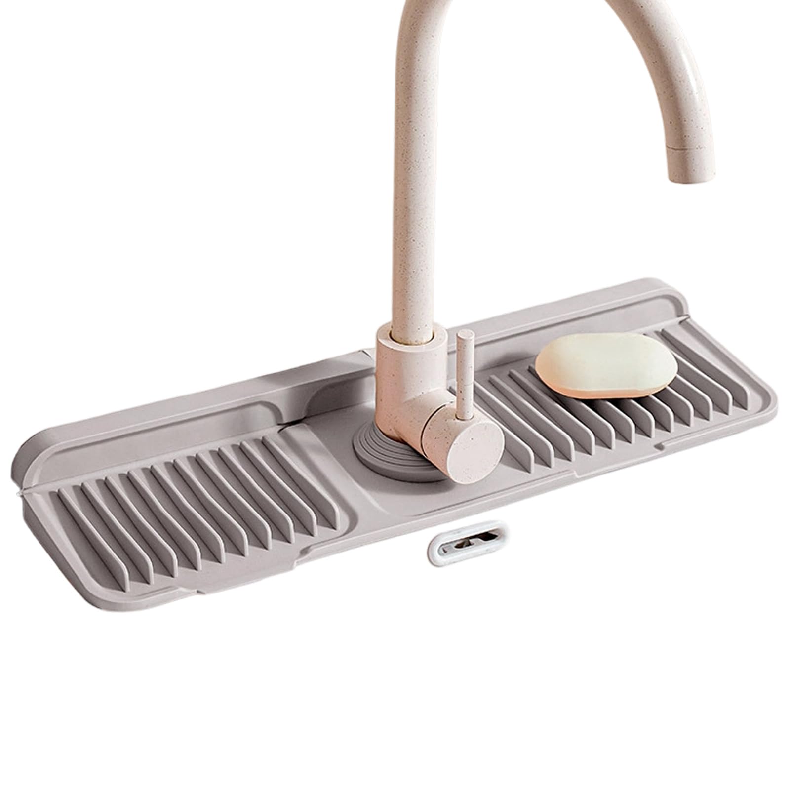 Msioytog Silicone Sink Mat for Sponge Soap Holder and Countertop Cover in Kitchen Bathroom Adjustable Faucet Base Mat
