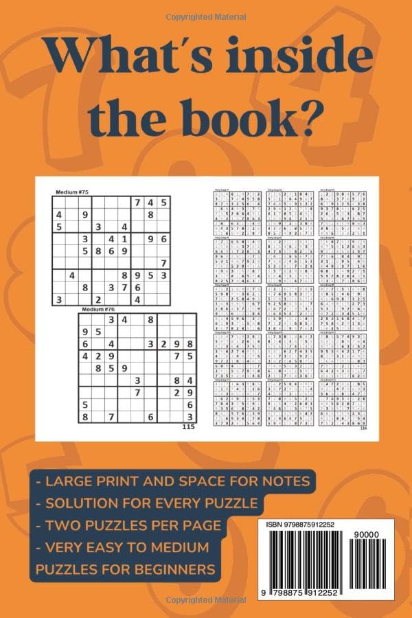 Vista 2 de Sudoku Puzzles For Adults Very Easy - Easy - Medium Large Print For Beginners With Full Solutions