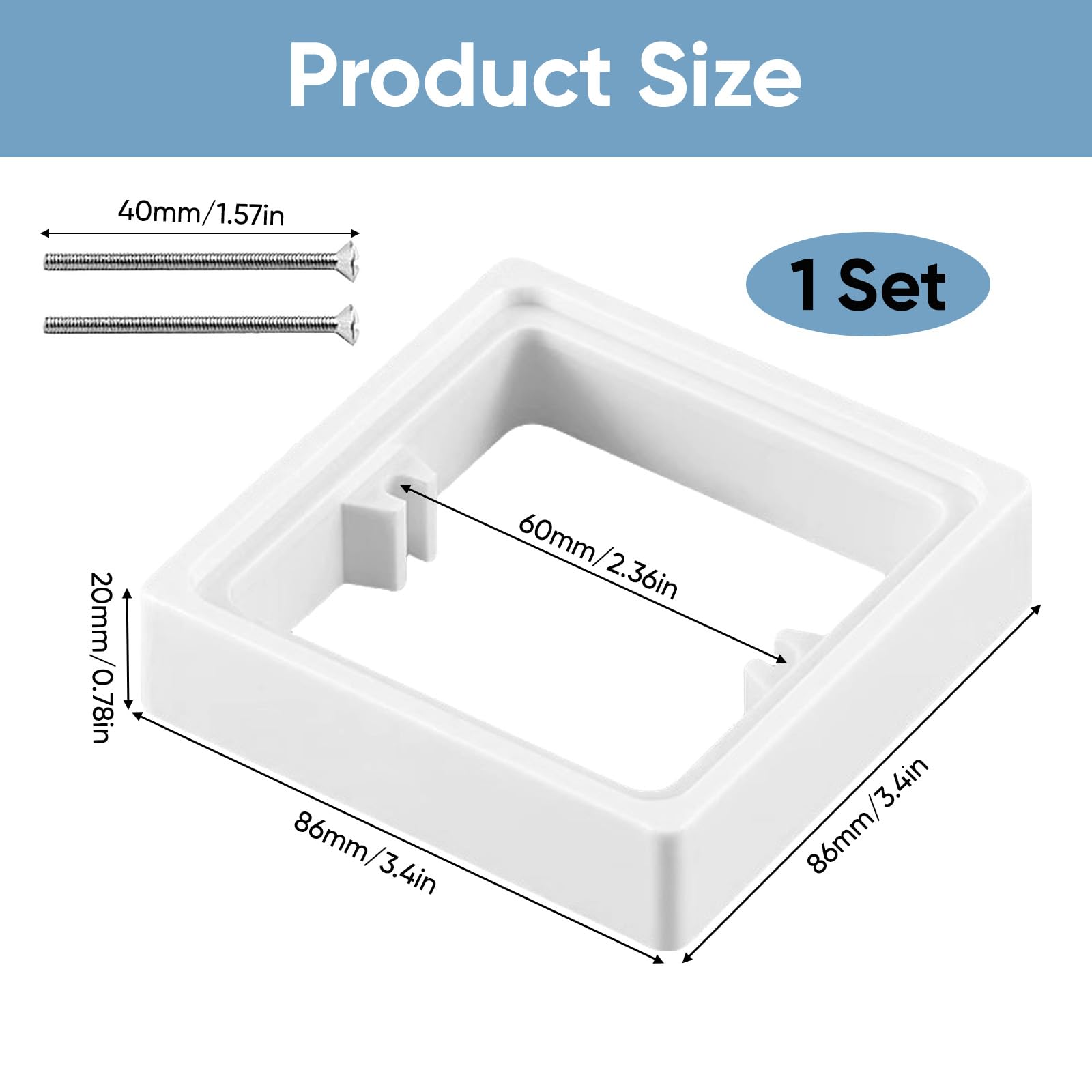 20mm Socket Spacer Plate for Light Switch, 1 Pack ABS Single Socket Extension Plate - Image 2