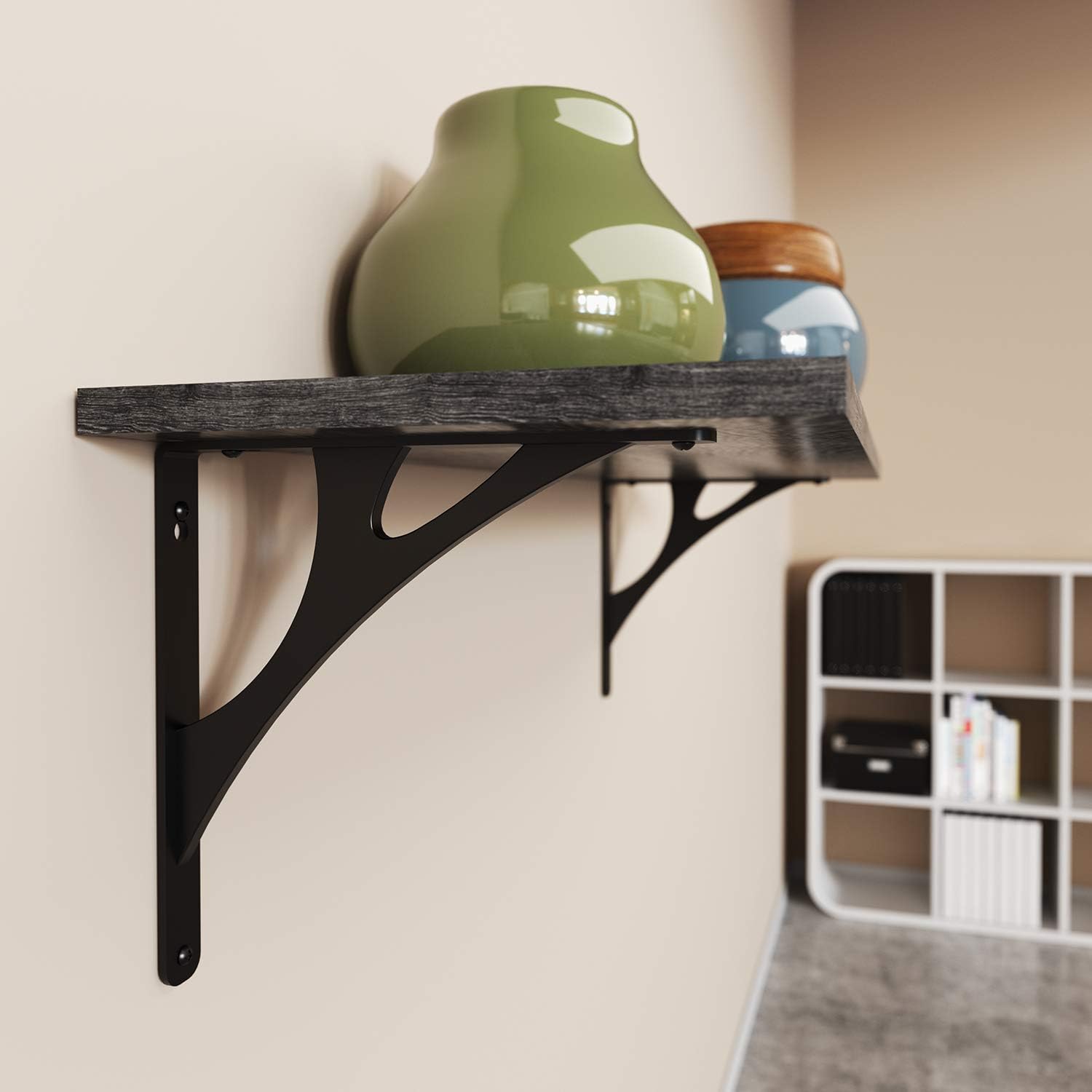 Shelf-Made Manhattan Decorative Shelf Bracket, Black, 12-inches