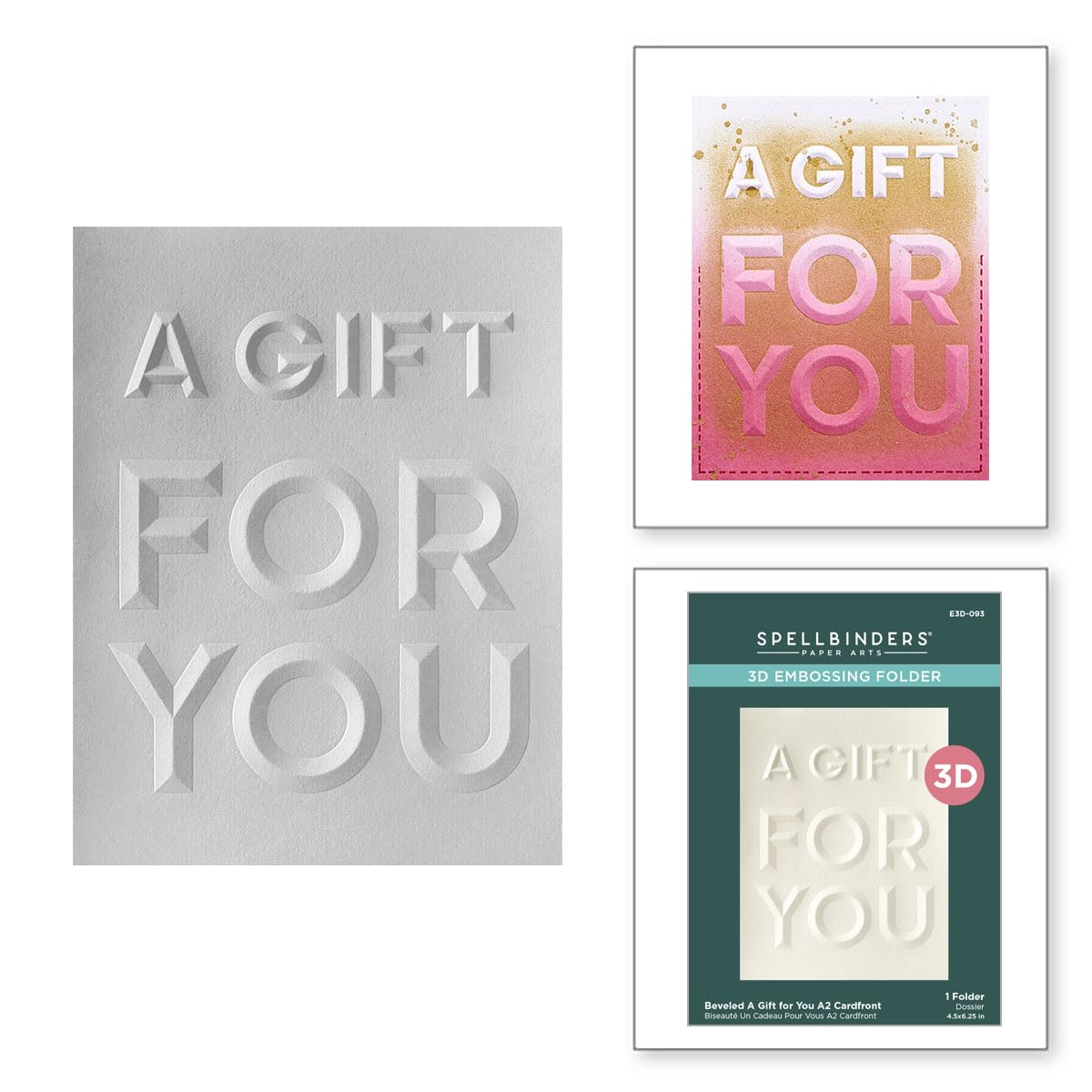 Spellbinders Beveled A Gift for You A2 Cardfront 3D Embossing Folder