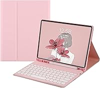 Vista 14 de HENGHUI Funda con Teclado para Galaxy Tab S6 Lite 10.4 pulgadas Funda con Teclado de Teclas Redondas Bonitas de Colores Teclado Inalámbrico Negro