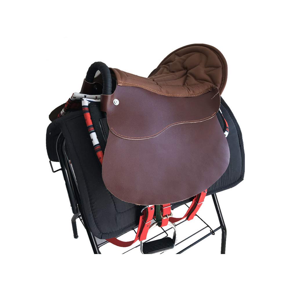 CLBING Cavallo da Sella Turisti con Maniglie con Sella in Cuoio Sella Esercito Sella Cavallo da Sella Completo Forniture Equestri,Brown