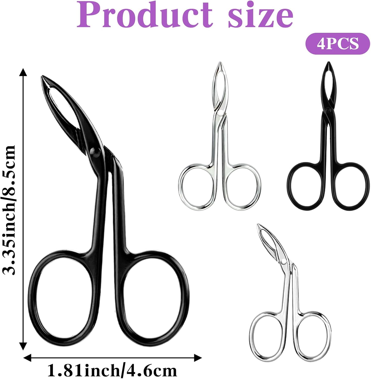 4 Pcs Scissor Tweezers for Eyebrows, Stainless Steel Scissor Tweezers, Straight Tip Scissors And Slanted Tip Tweezer for Facial Hair Care, Precision Trimming & Shaping