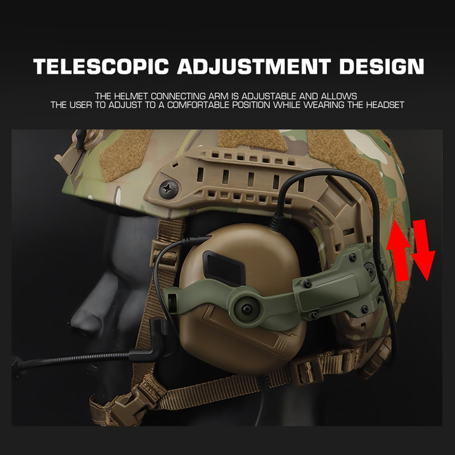 Zhongren Casque Rapide Arc Rail Adapter Tactique Pickup Headset Suspension Casque Support Multi-Angle Rotation pour Ops Core Arc & Team Wendym-Lok Rail, Support pour Casque de Chasse