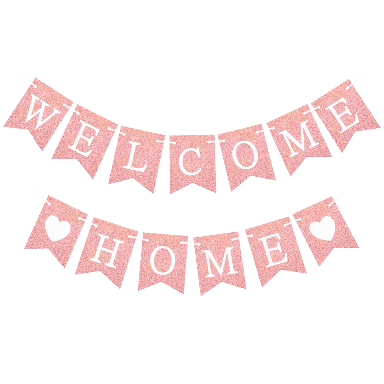 bng-bng Welcome Home Banner Rose Gold Women Girls Welcome Back Decorations Glitter Bunting Backdrop for Back to Home Baby Shower Party Decorations