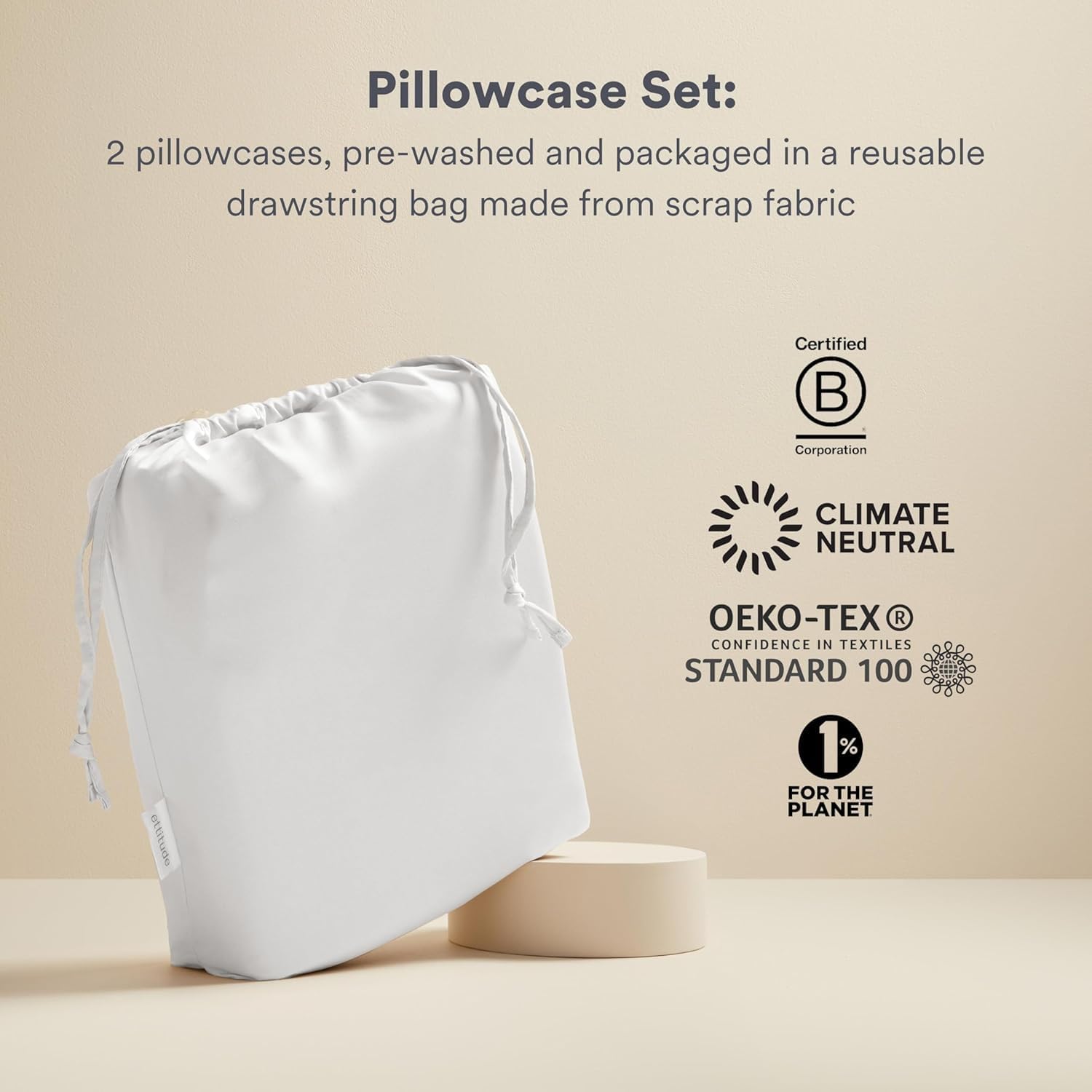 ettitude 100% Lyocell Organic King Pillowcase Set – Silky, Breathable, Cooling, Sateen, Hypoallergenic, Sustainable, Envelope Closure, Oeko-TEX Standard 100 (Set of 2, Slate Grey)