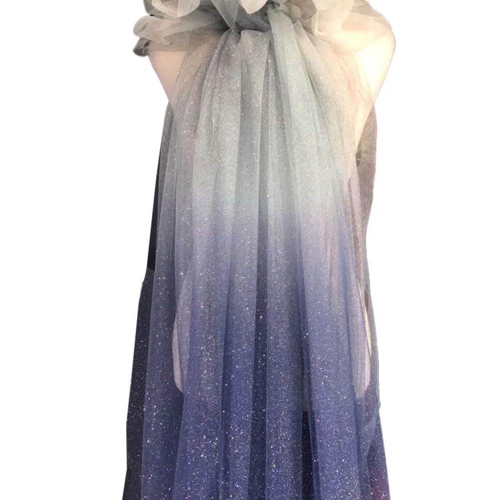 Tüllstoff Glitzer 1.50m*10 Yards Glitzertüll Tüll Stoff Netzstoff mesh Stoffe Glitzerstoff Organza Dekostoff karnevalsstoffe Netzgewebe Farbverlauf für Abendkleid Kostüme Hochzeit Geburtstag