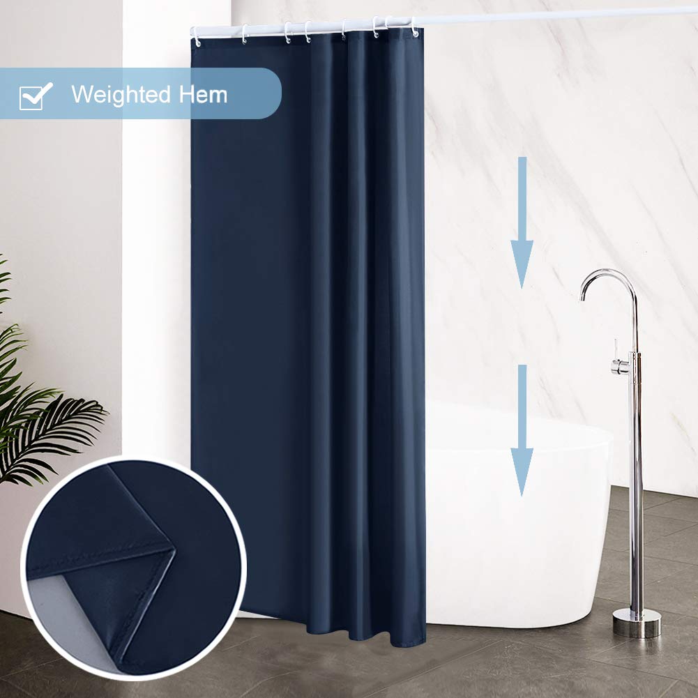 Furlinic Tende Doccia Anti-Muffa Tessuto in Poliestere Blu Navy Tende Doccia Angolare Impermeabile Lavabile Tenda Vasca da Bagno con 8 Ganci Tenda doccia 120x200cm.