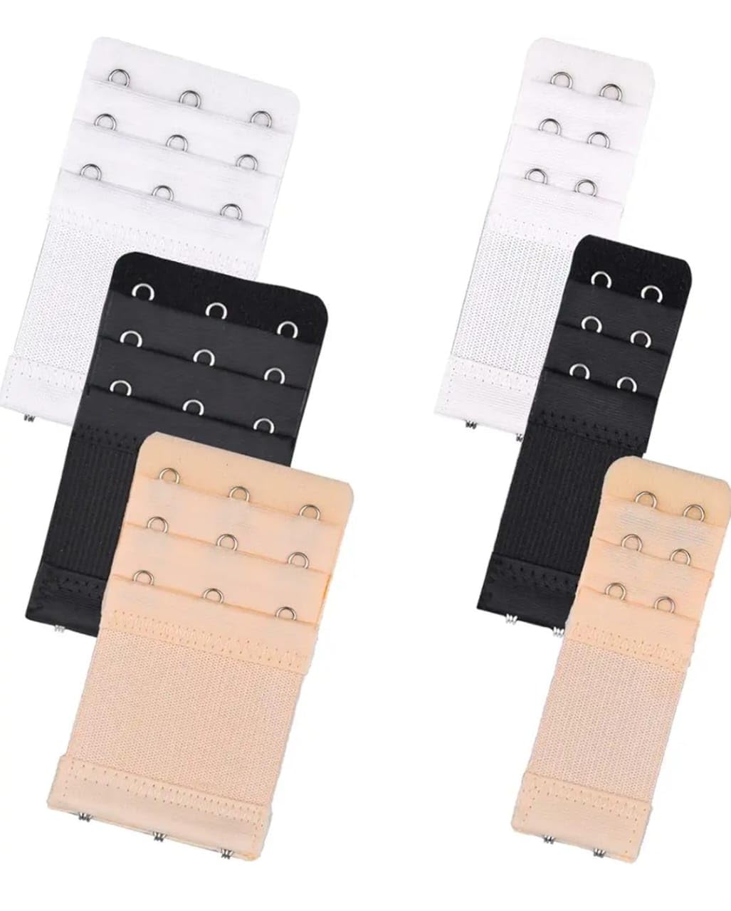 kashivora 6 Pieces Women's Bra Extenders 2 Hook / 3 Hook Comfortable Stretchy Bra Extension Strap (Black, White, Beige)-picture-45