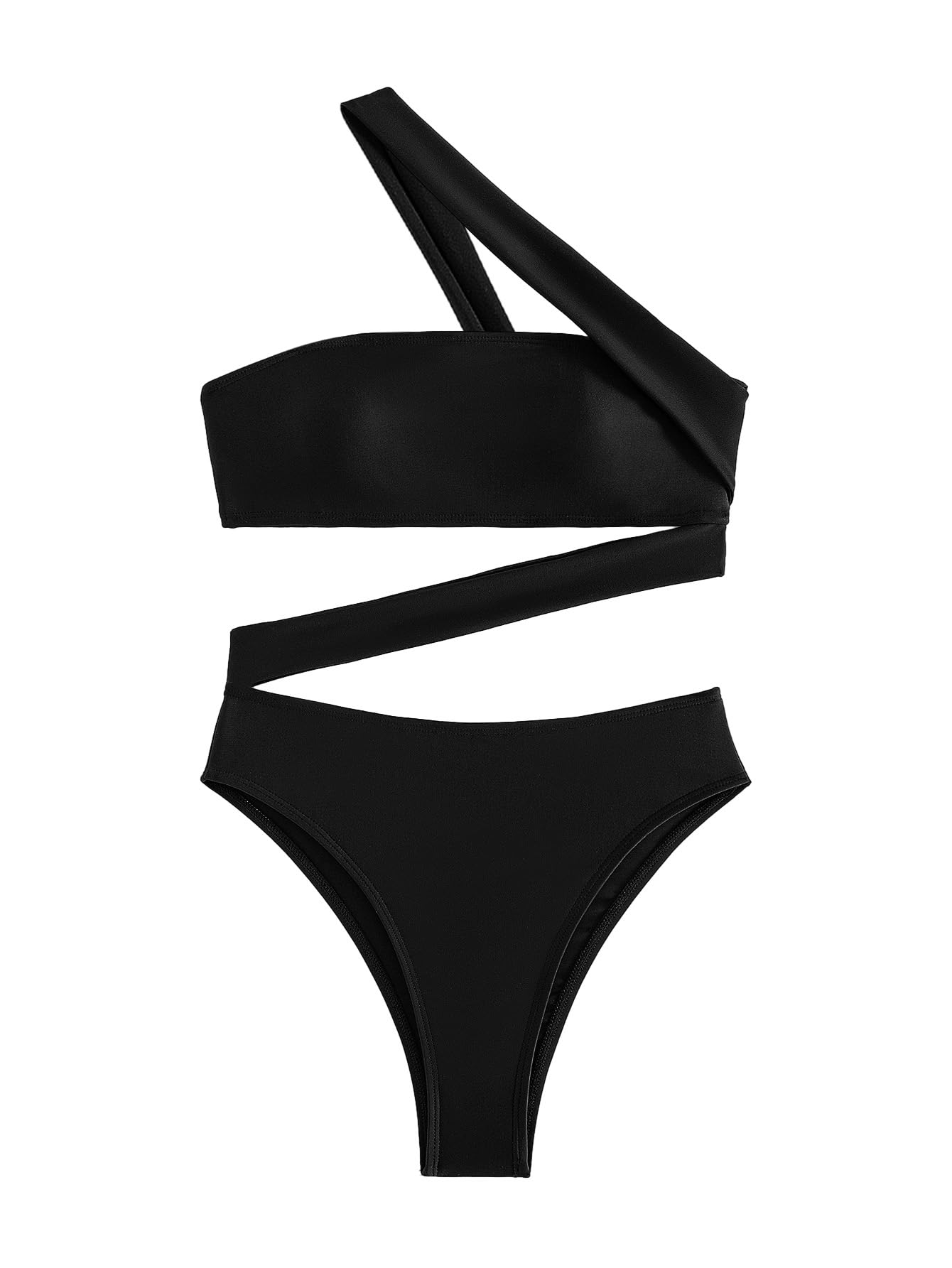 Snapklik.com : Sexy Cutout Tube One Shoulder Swimsuit High Waist Piece ...