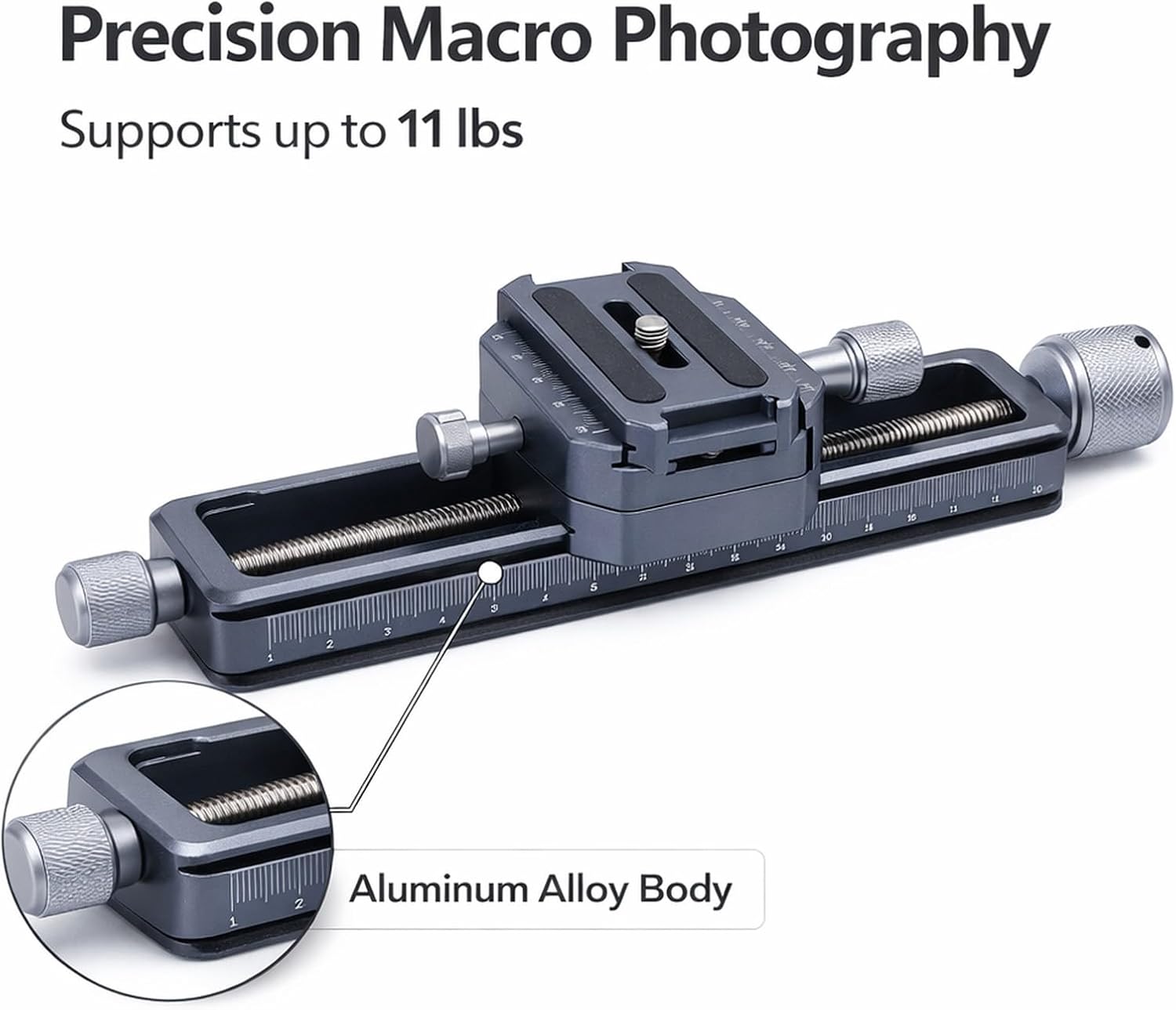 Macro Focusing Rail Slider for DSLR Cameras, Aluminum Alloy, 18cm Length - Precise Positioning, Arca Mount Compatible, Portable Close Up Photography Tool