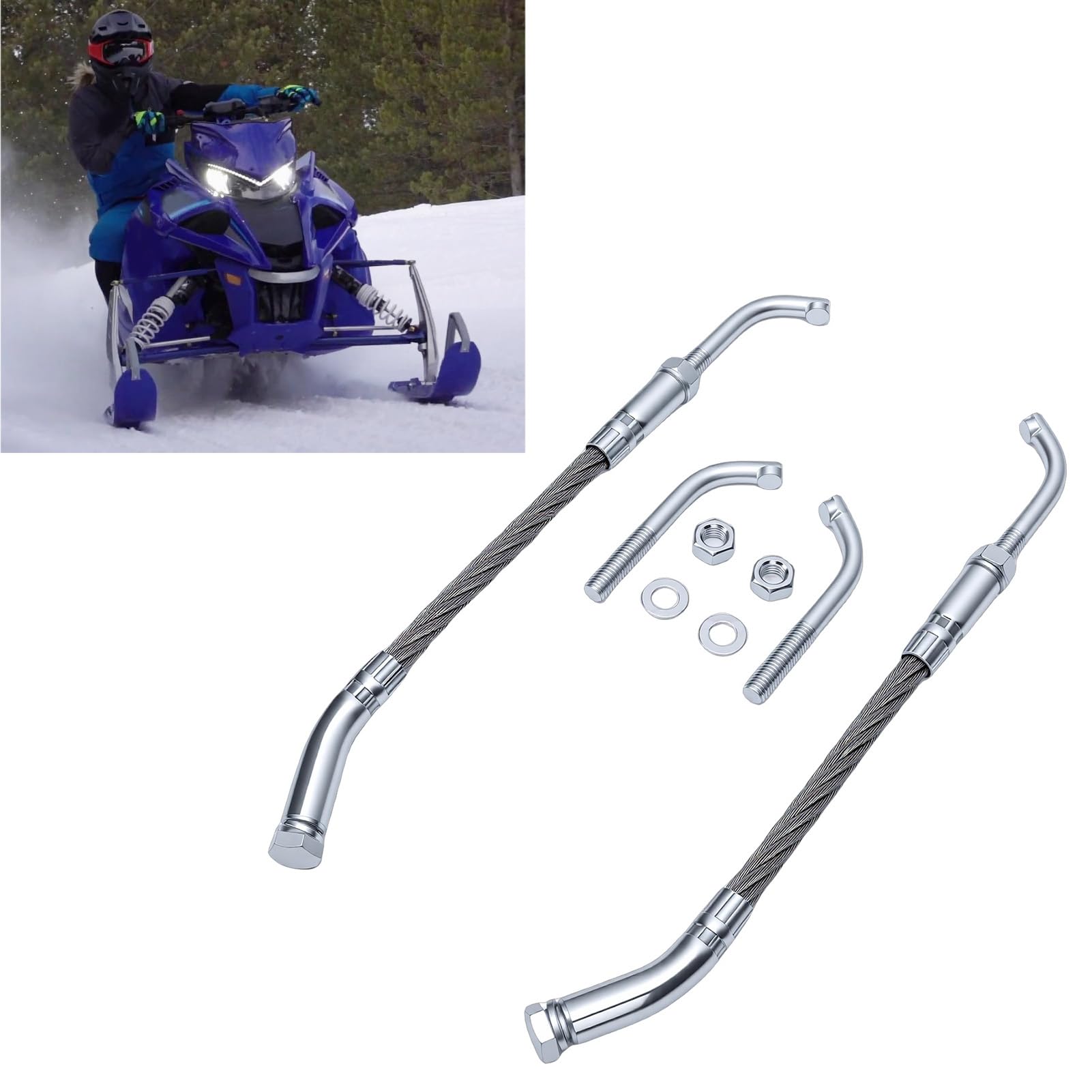 banapoy Eiskratzer Kit für Schienenhöhe 2-1/2 Zoll Alle Schneemobile mit Rückwärts und Nicht Rückwärtsgang Ausgestattet, Schneekratzer Kit für Verbesserte Traktion und Stabilität