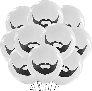 Malayan Products Beard Balloons 12 Count Latex, Barber Birthday Decorations, Grooming Theme, Manly Facial Hair Party, 12Inch Standard Size