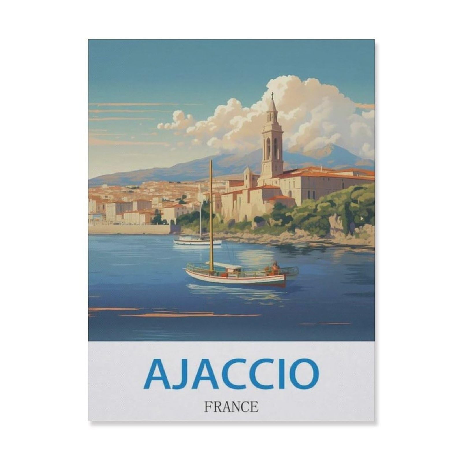 Ajaccio France，Tin Sign Vintage Retro Metal Wall Decor Decoration Art for Home Garden Kitchen Bar Pub Living Room Office Garage Poster Plaque(30x40cm）12x16 inch-EF36