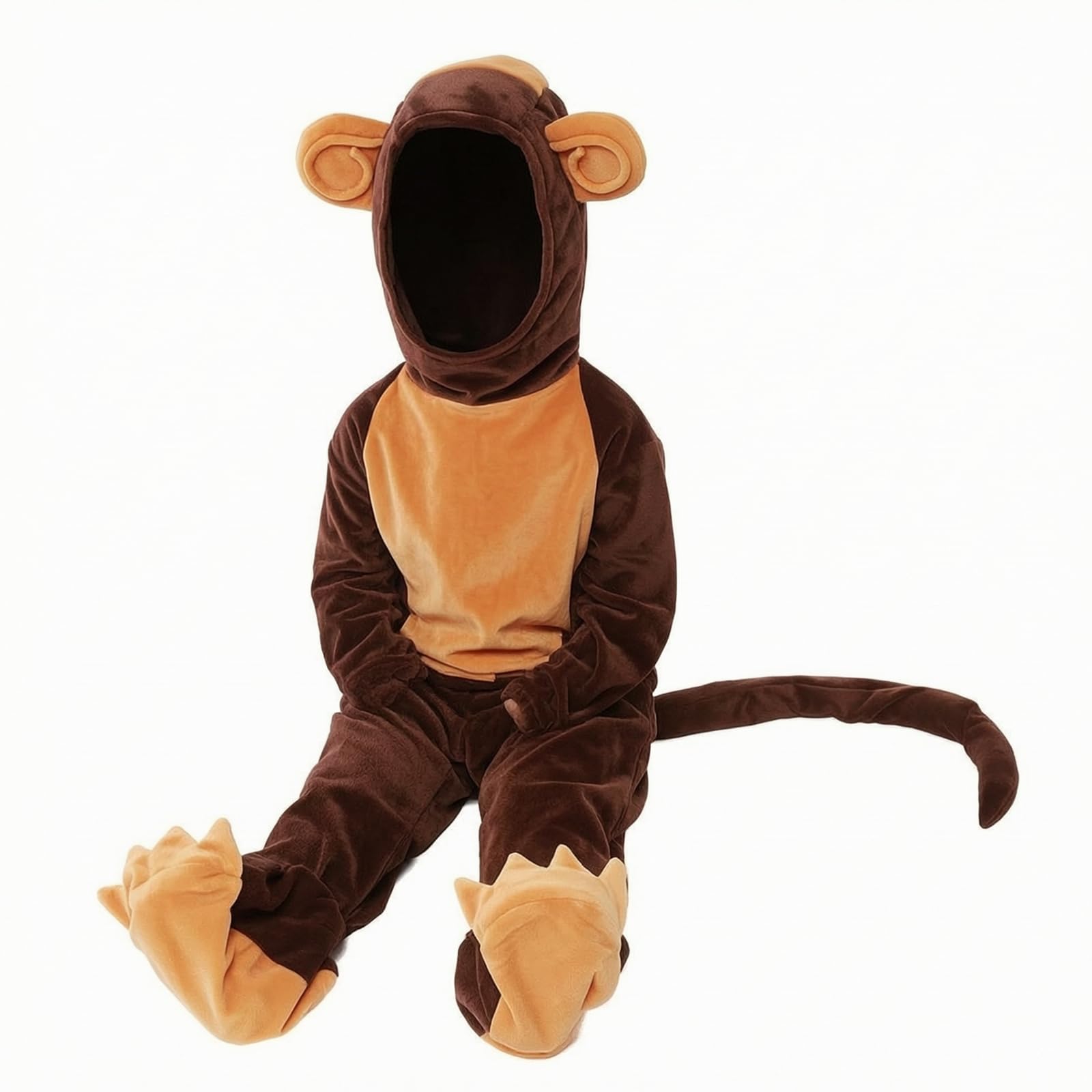 rockible Costume da Scimmia con Cappuccio Morbido | Peluche, Tuta con Cappuccio, per Cosplay, Bambini