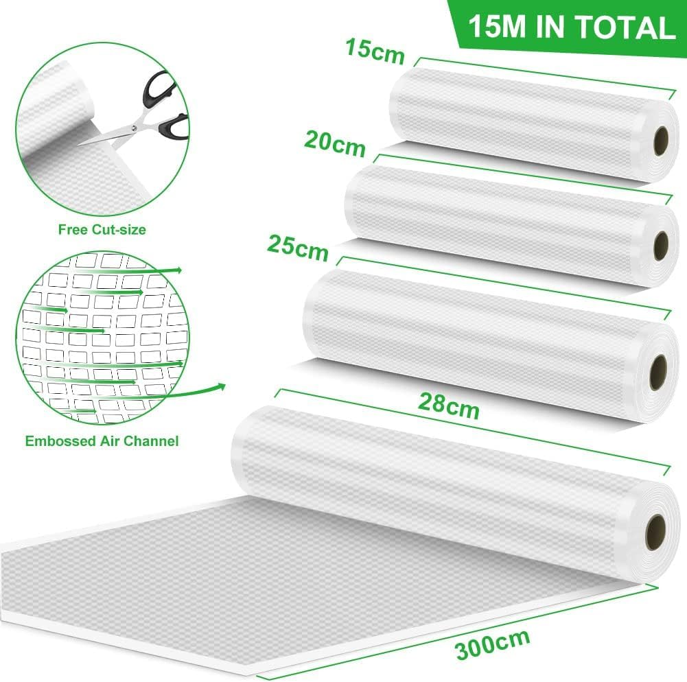 Rouleaux Pour Conservation Sous Vide - 6 Rouleaux (28/25/20 Cm X 600 Cm), Sans BPA, Compatibles Toutes Machines
