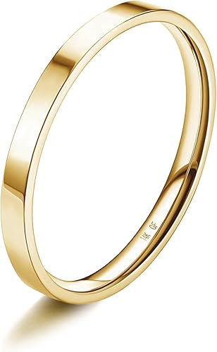 Diamday Anillos apilables rellenos de oro de 14 quilates para mujer, anillo fino y liso, simple pulgar, meñique, ajuste cómodo, 0.039 in, 0.079 in,