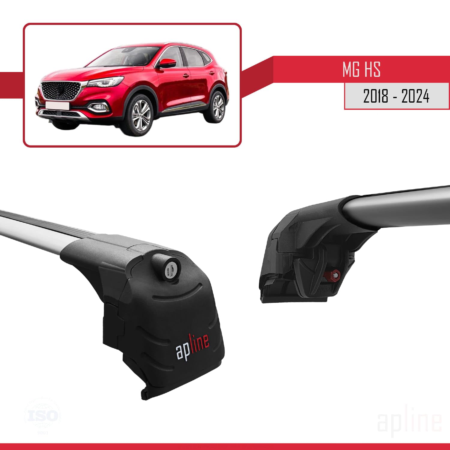 Barres De Toit ACE-2 Pour MG ZS 2018-2024 - 2 Barres Aluminium Gris, Porte-bagages (charge 75 Kg)