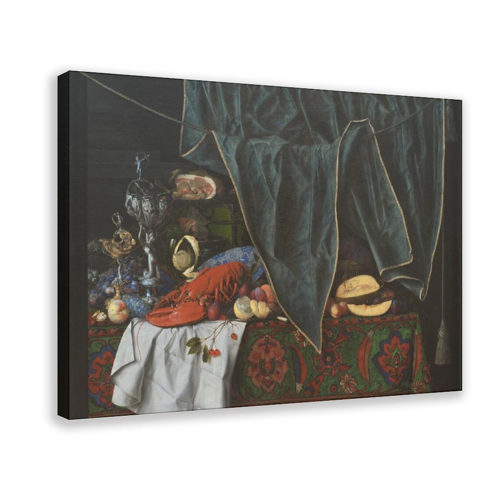 RTEYCE Trompe L’oeil With Breakfast Piece And Goblets Canvas Poster for Bedroom Decor Gift