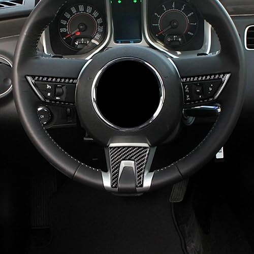 Miniatura 4 de AIRSPEED Adhesivo de fibra de carbono para volante de automóvil, calcomanía interior compatible con Chevrolet Camaro 2010 2011 accesorios (negro)