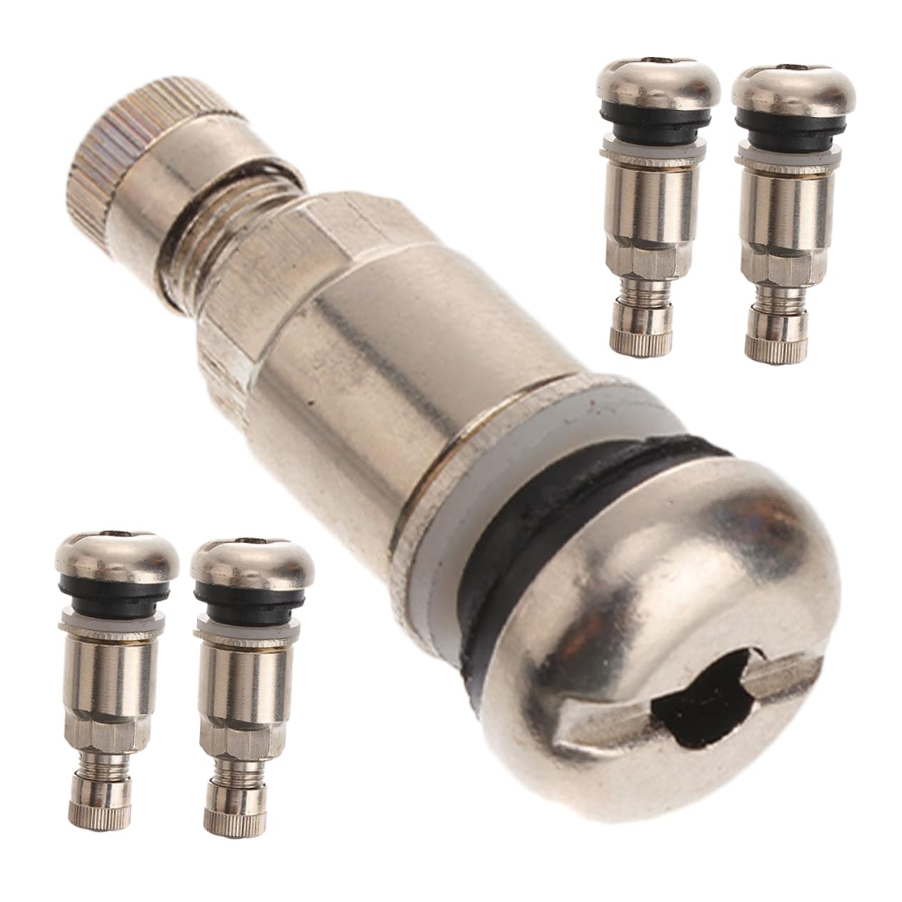 PRETYZOOM 5 Ensembles Valve De Pneu Tige Soupape Camion Compatible Voiture pour Acier Inoxydable Silver 5 Pièces * 5