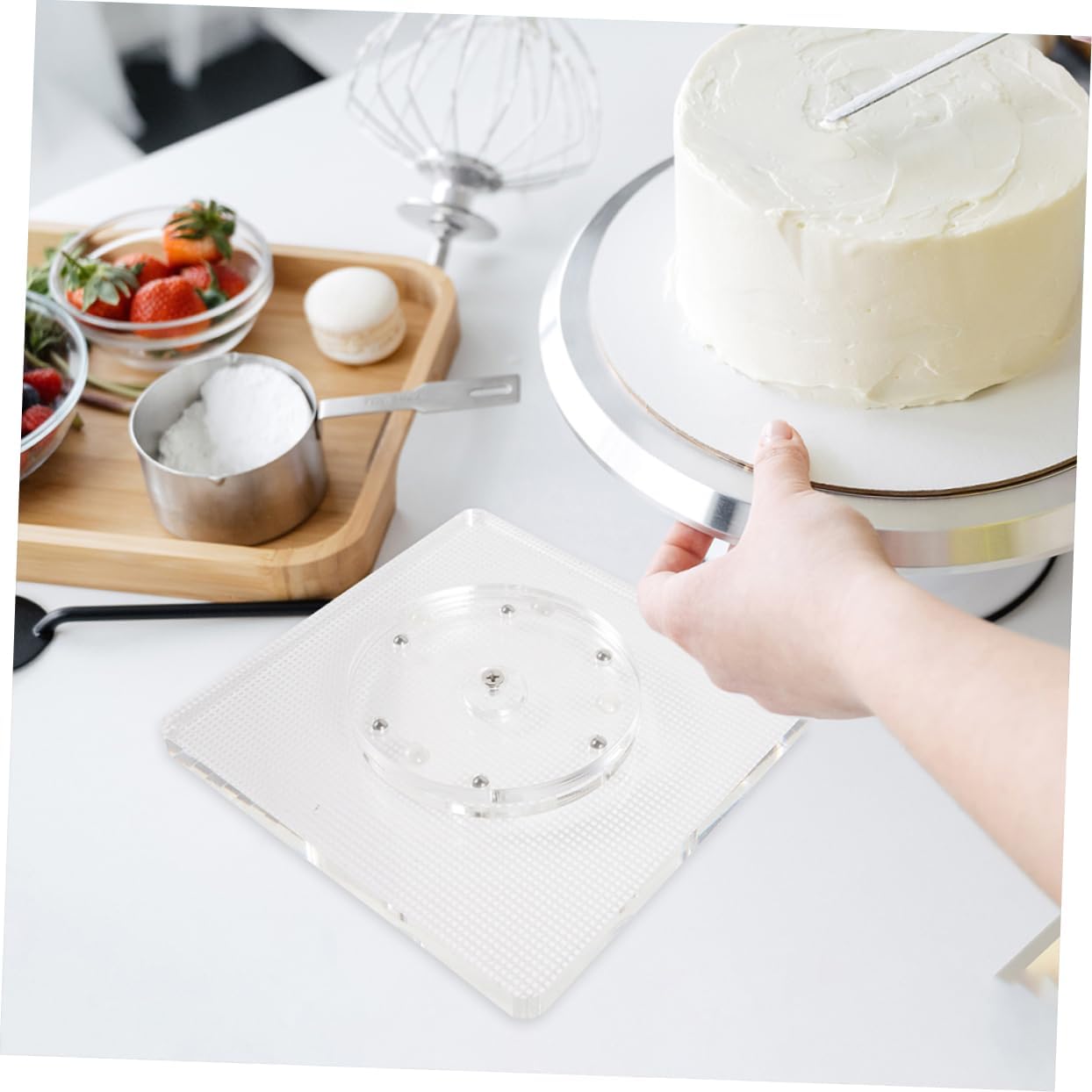 Luxshiny Smooth Rotating Cake Turntable Cake Decorating Stand Revolving Platform