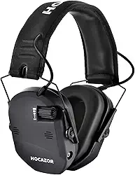 Protetores auriculares de tiro eletrônico para caça, 23dB NRR, fone de ouvido com cancelamento de ruído de amplificação de som 6X, preto