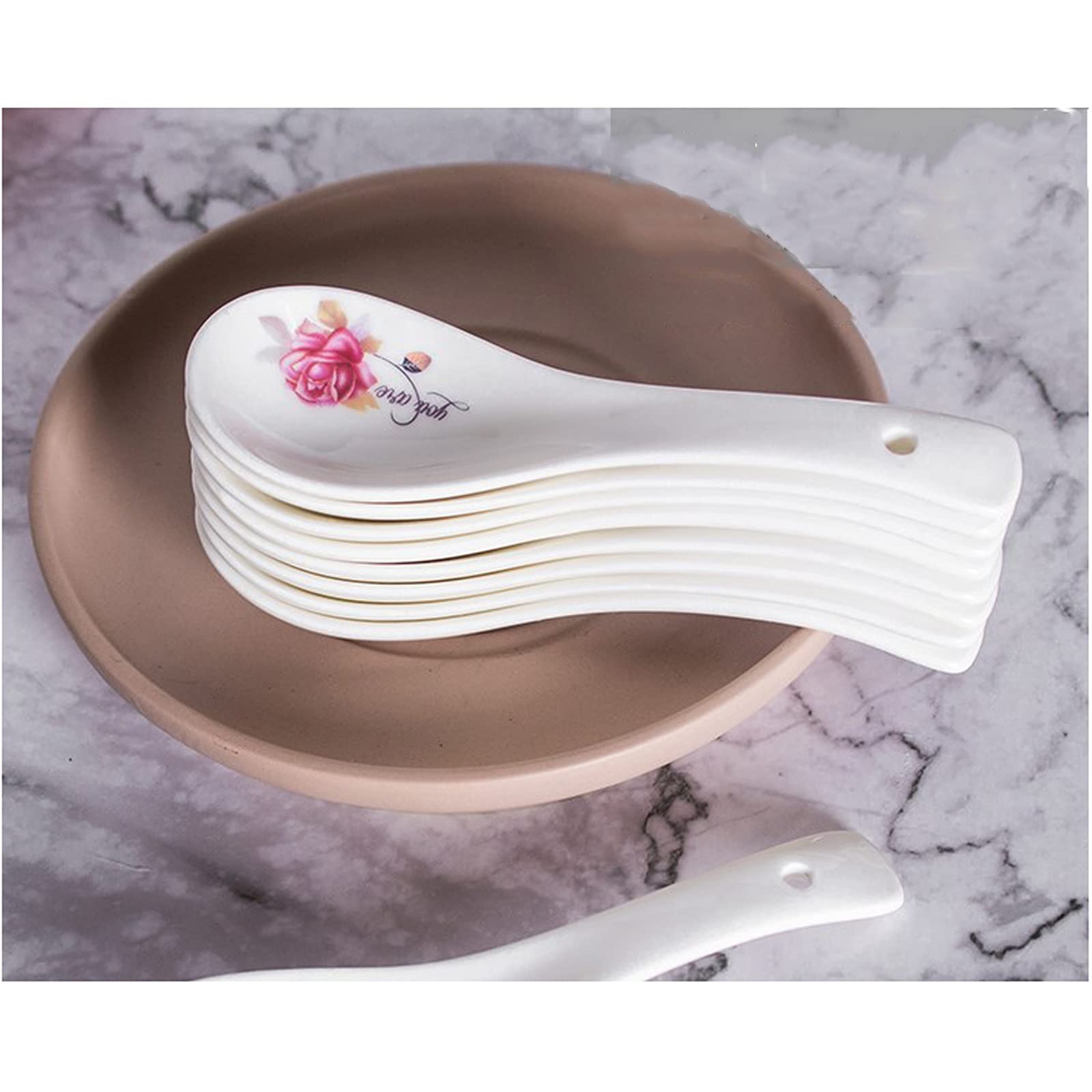 Cuillères Spions en céramique Spômes de Porcelaine Domestique et cuillères 10 pièces pour Cuisson, Servir et Remuer (Color : B, Size : 50 Pieces)