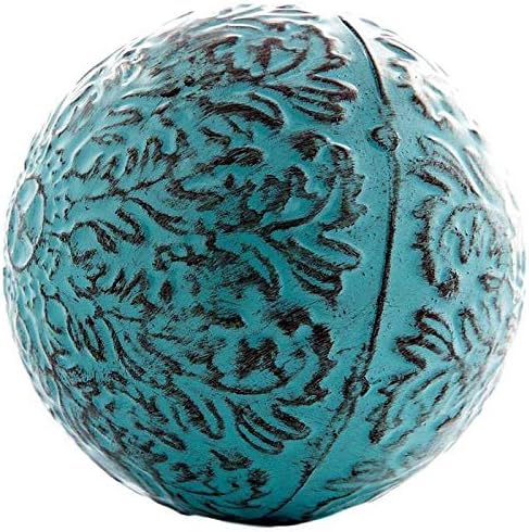 Metal Decorative Sphere for Home Decor - Distressed Blue, Hand Painted, Modern Decorative Balls for Living Room, Bedroom, Kitchen, Bathroom, Office - Table Decorative Orbs for Сenterpiece
