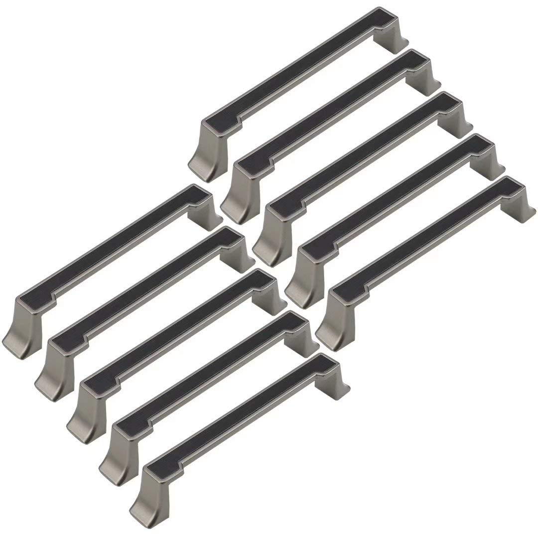 Poignées tiroir gris et noir 128mm pour meuble cuisine lot de 10