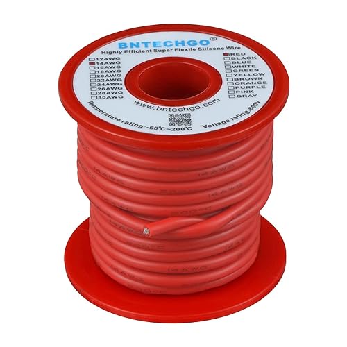 Vista 71 de BNTECHGO Bobina de alambre de silicona de calibre 14, rojo y negro, cada uno de 20 pies, 2 cables separados, alambre de cobre estañado trenzado