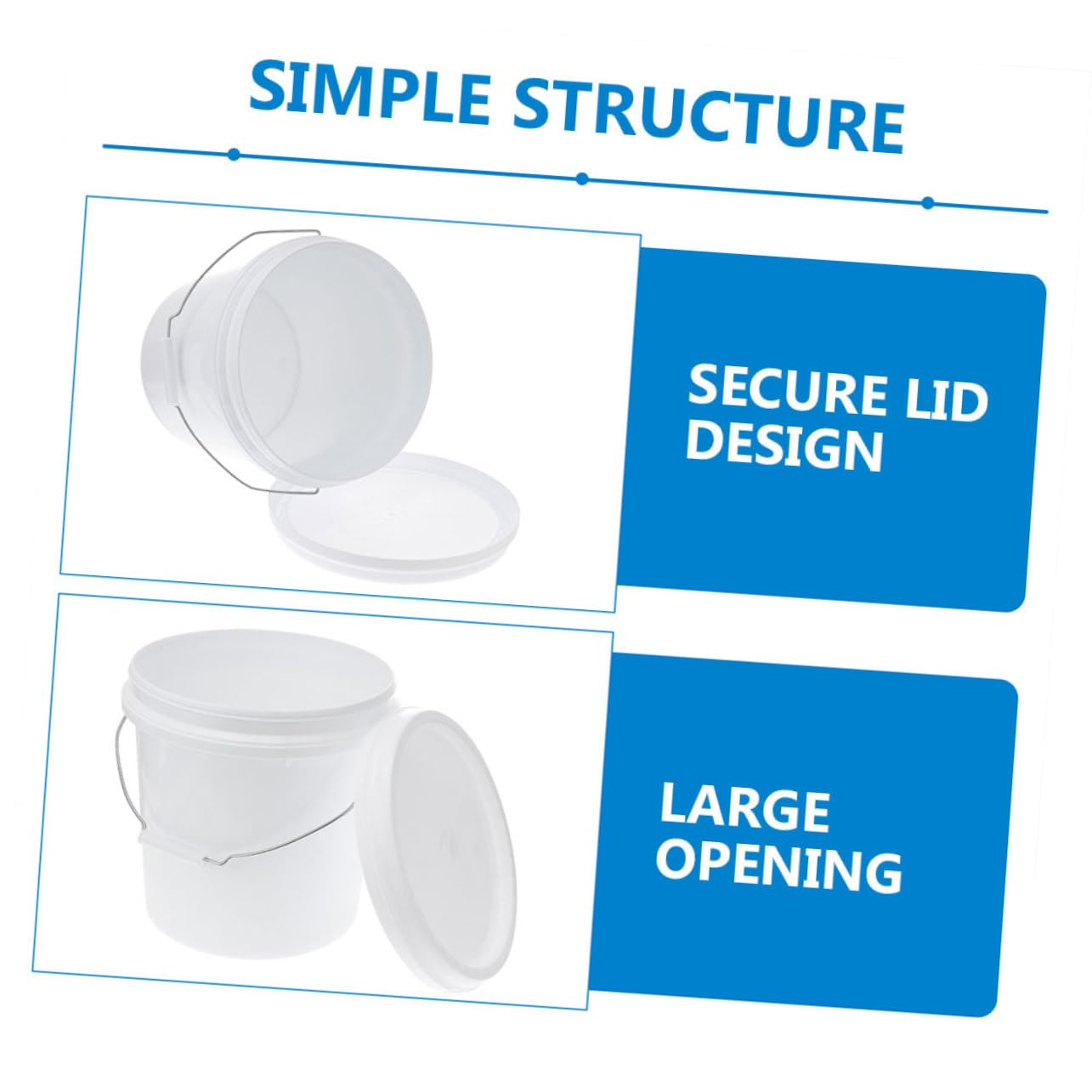 Cubo Redondo de Plástico de 10l Tapa, Blanco, 2 Unidades | Recipiente Portátil, Conserva el Seco, Formato para Pintura y Exterior
