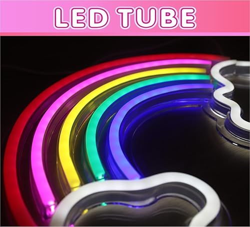 Miniatura 3 de Luz de neón para niños, luz de arcoíris de neón para niños, alimentada por USB, letreros LED para dormitorio, letrero de neón para decoración de