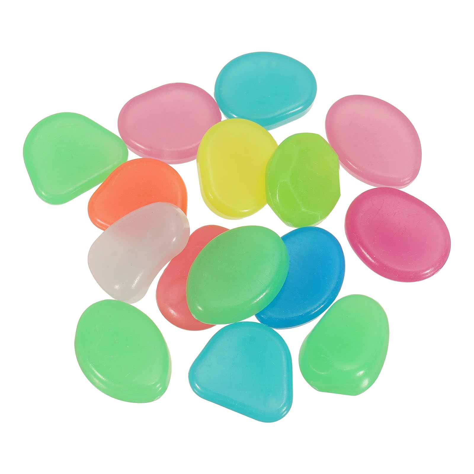 YELARXI Glow in the Dark Stones, Luminous Resin Pebbles Stones Glowing Rocks Decorative Light Up Pebbles Fitting for (Fish Tank/Outdoor Garden Decor/Yard/Walkway) 15 Pcs & Multicolor