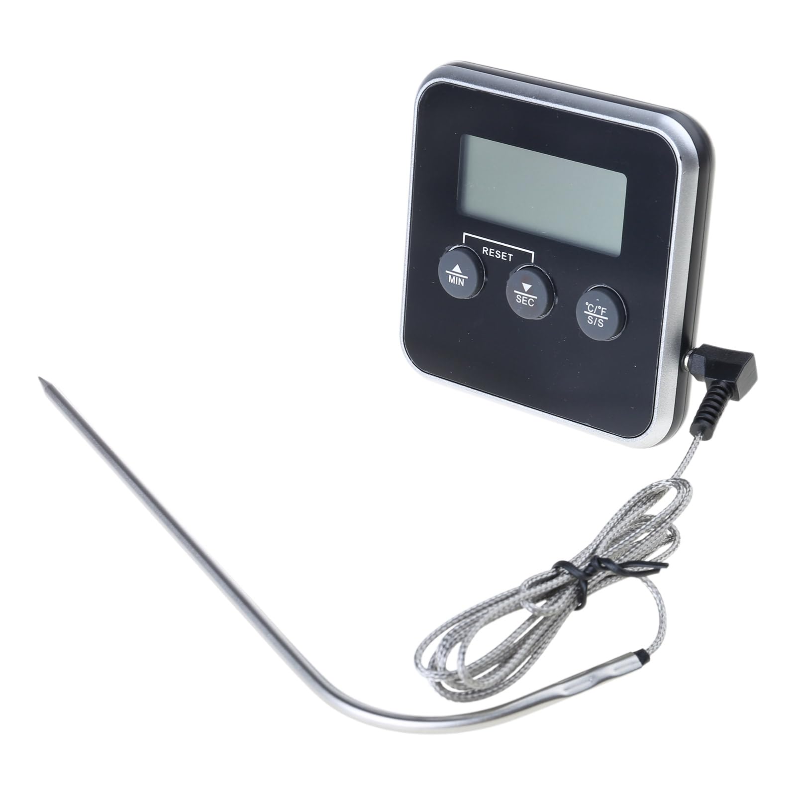 ohohulo Food Thermometers Stainless Probe Electronic LCD Digital Temperature Detector with Timer Function for Grilling Cooking