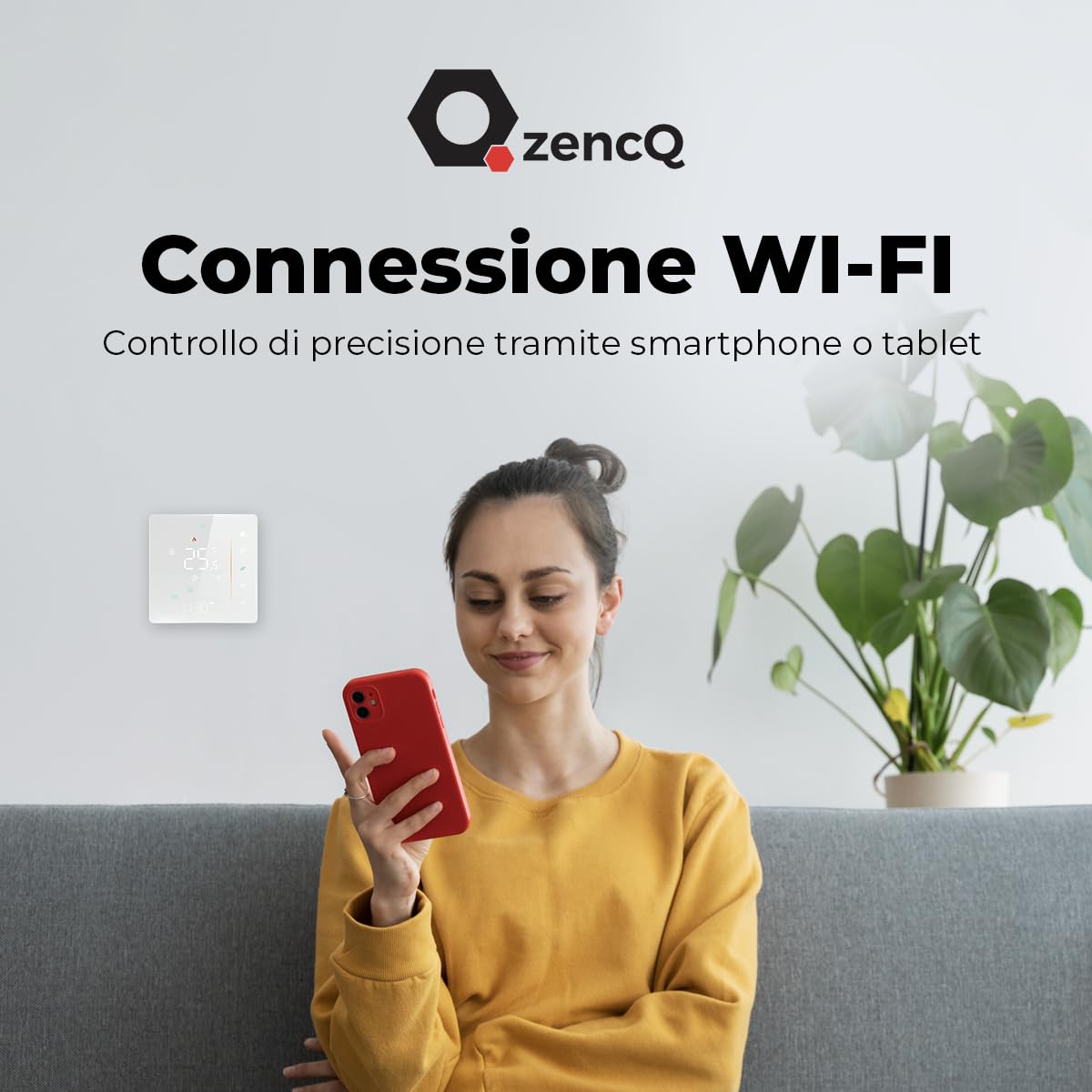 Termostato Smart WIFI, Cronotermostato Ambiente per Elettrico 5–35°C, Riscaldamento a Pavimento Programmabile conTtouchscreen LED, controllo vocale | Compatibile con Alexa, Google Home, Tuya